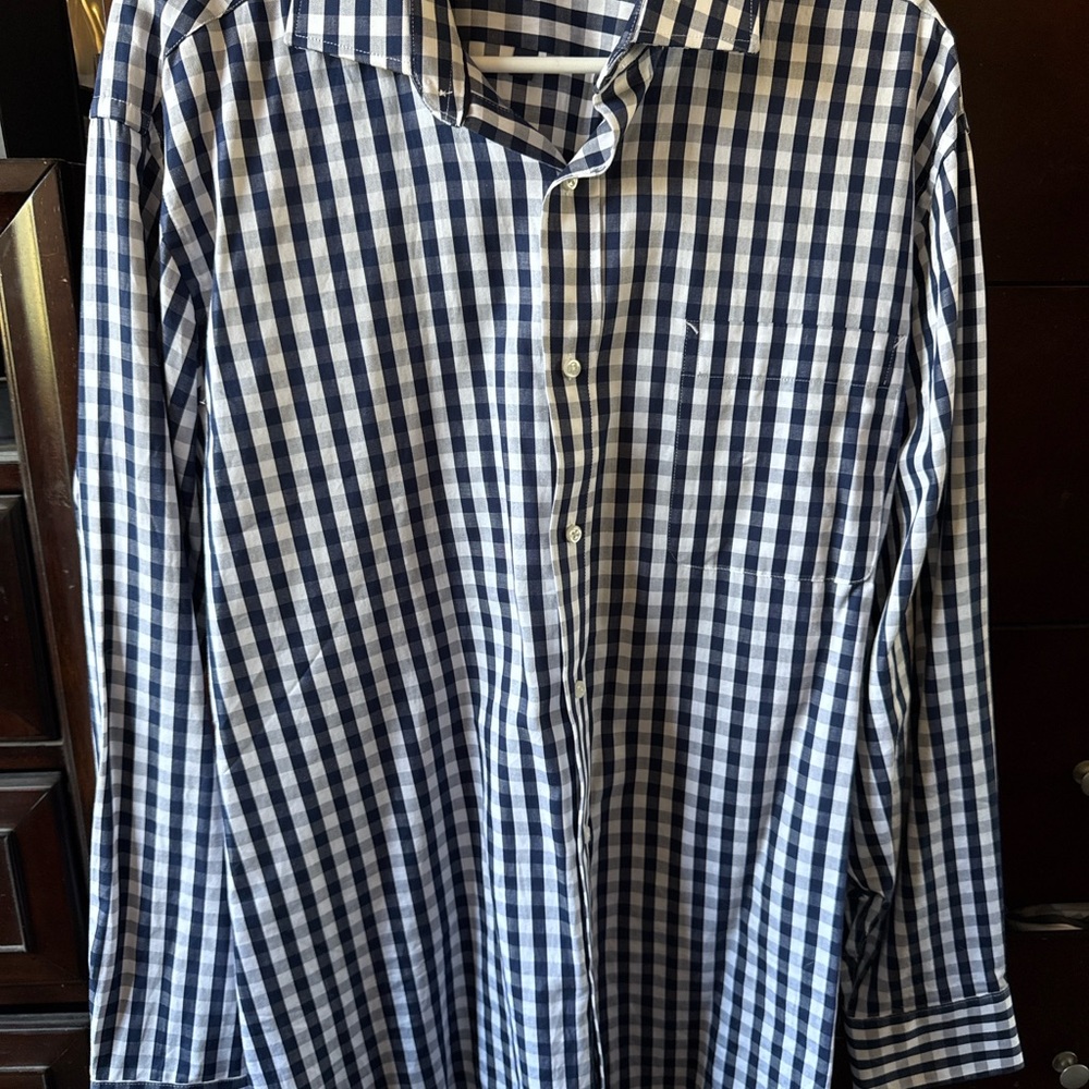 Tommy Hilfiger Navy and White Plaid Shirt